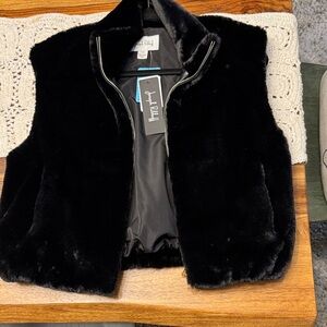 Joseph Ribkoff Black Faux Fur Vest